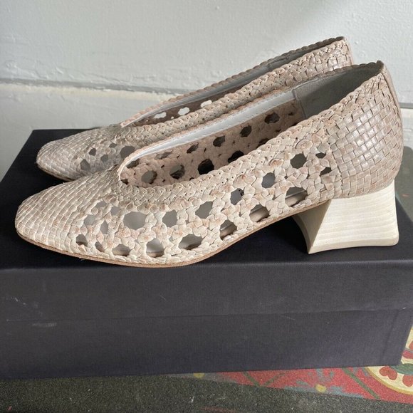 Miista Shoes - Missta Loirane Parchment Woven Braid Blocked Heels